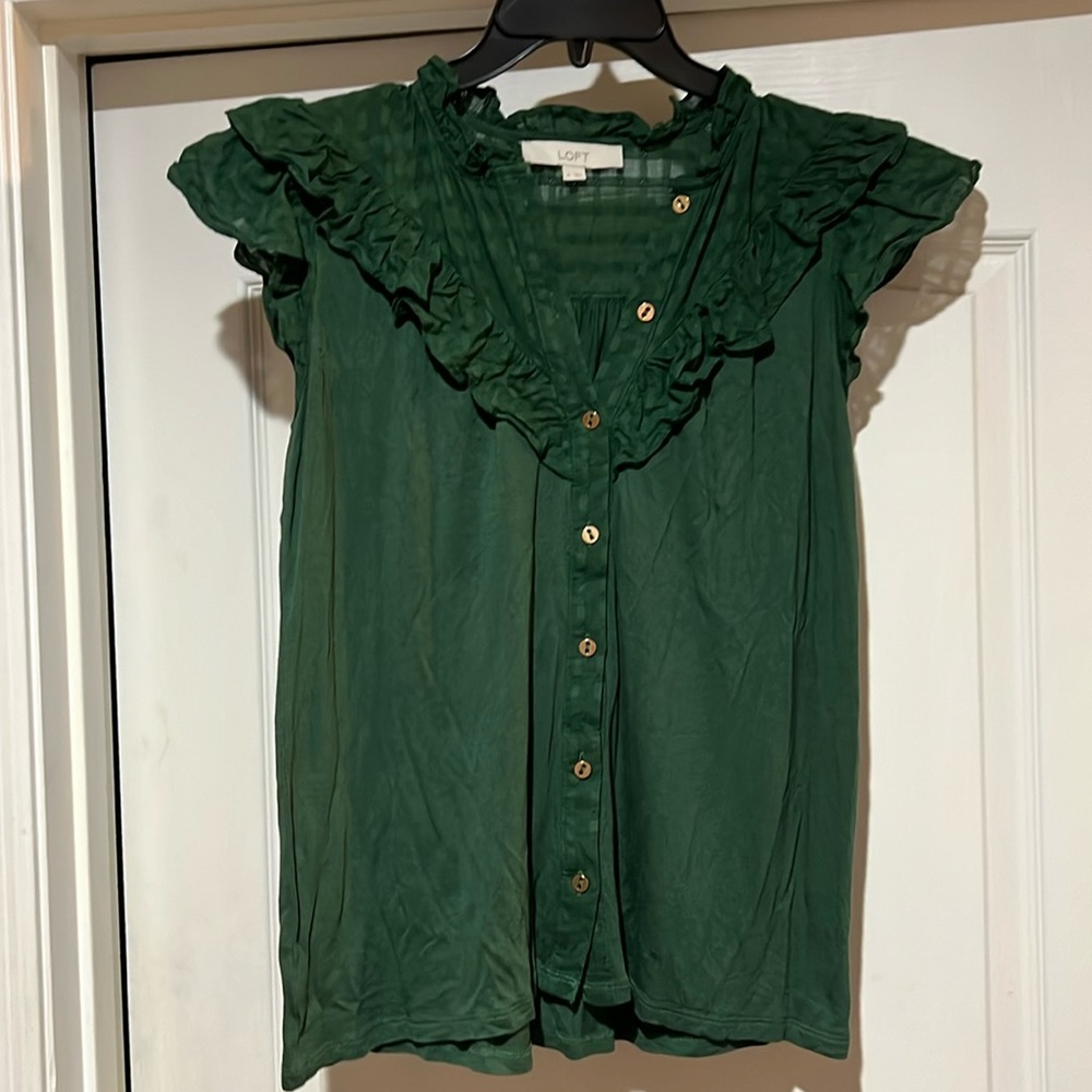 LOFT green cotton blouse
